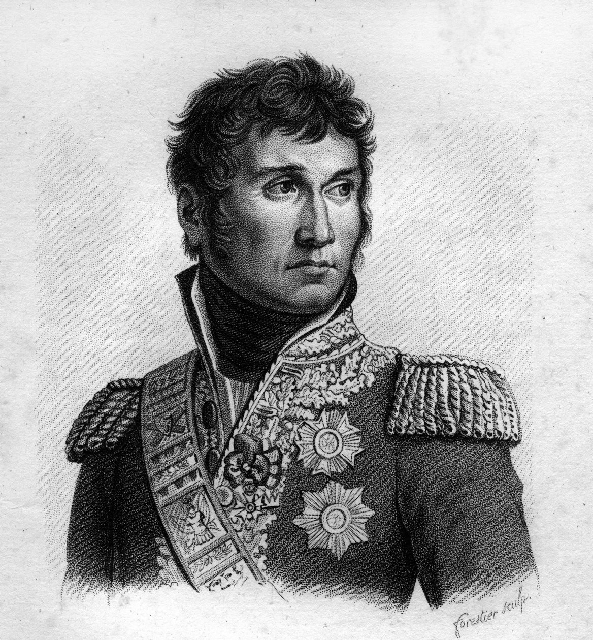 Jean Lannes (1769-1809), Herzog von Montebello, französischer Marschall in „Portraits der französischen Generäle nach den Siegen und Eroberungen der Franzosen“. Graviert von Ambroise Tardieu im Jahr 1818. Stella Collection von Ambroise Tardieu