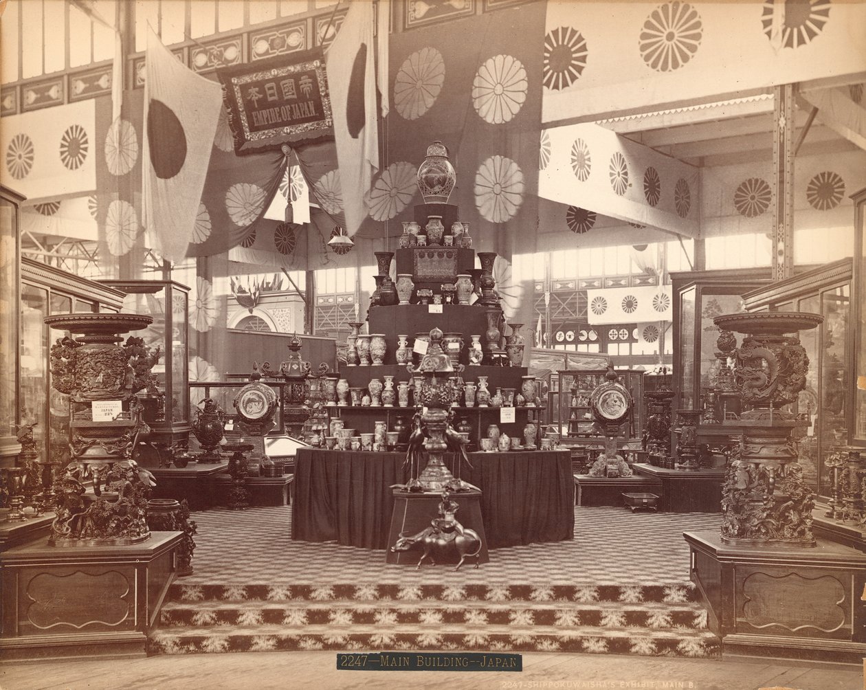Shippokuwaishas Ausstellung, japanische Abteilung, Centennial International Exhibition, 1876 von American Photographer