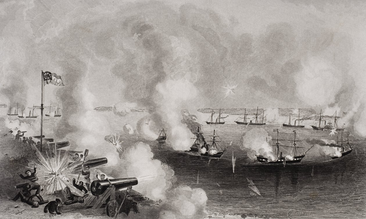 Beschuss und Eroberung der Forts Walker und Beauregard, Port Royal, South Carolina, am 7. November 1861 von American School
