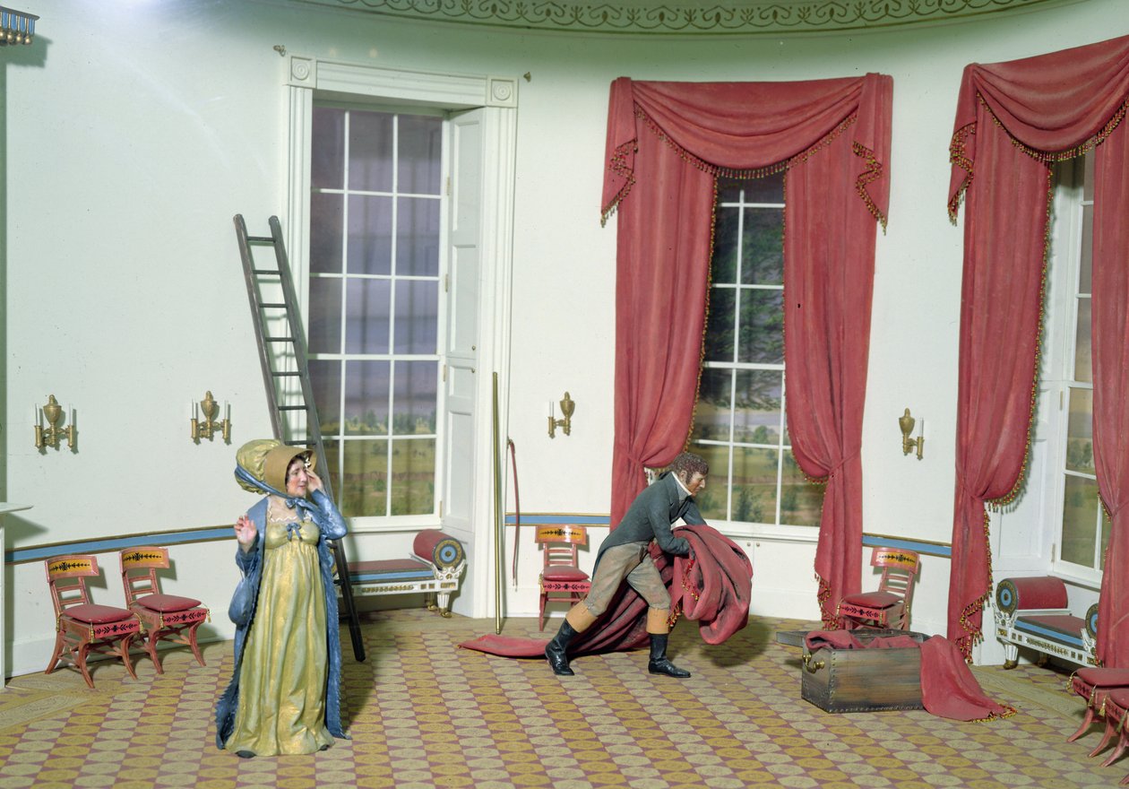 Dolley Madison entfernt Gemälde aus dem Weißen Haus, 1814 von American School