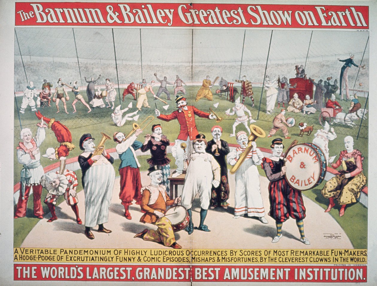 Plakat, das die Barnum und Bailey Greatest Show on Earth bewirbt von American School