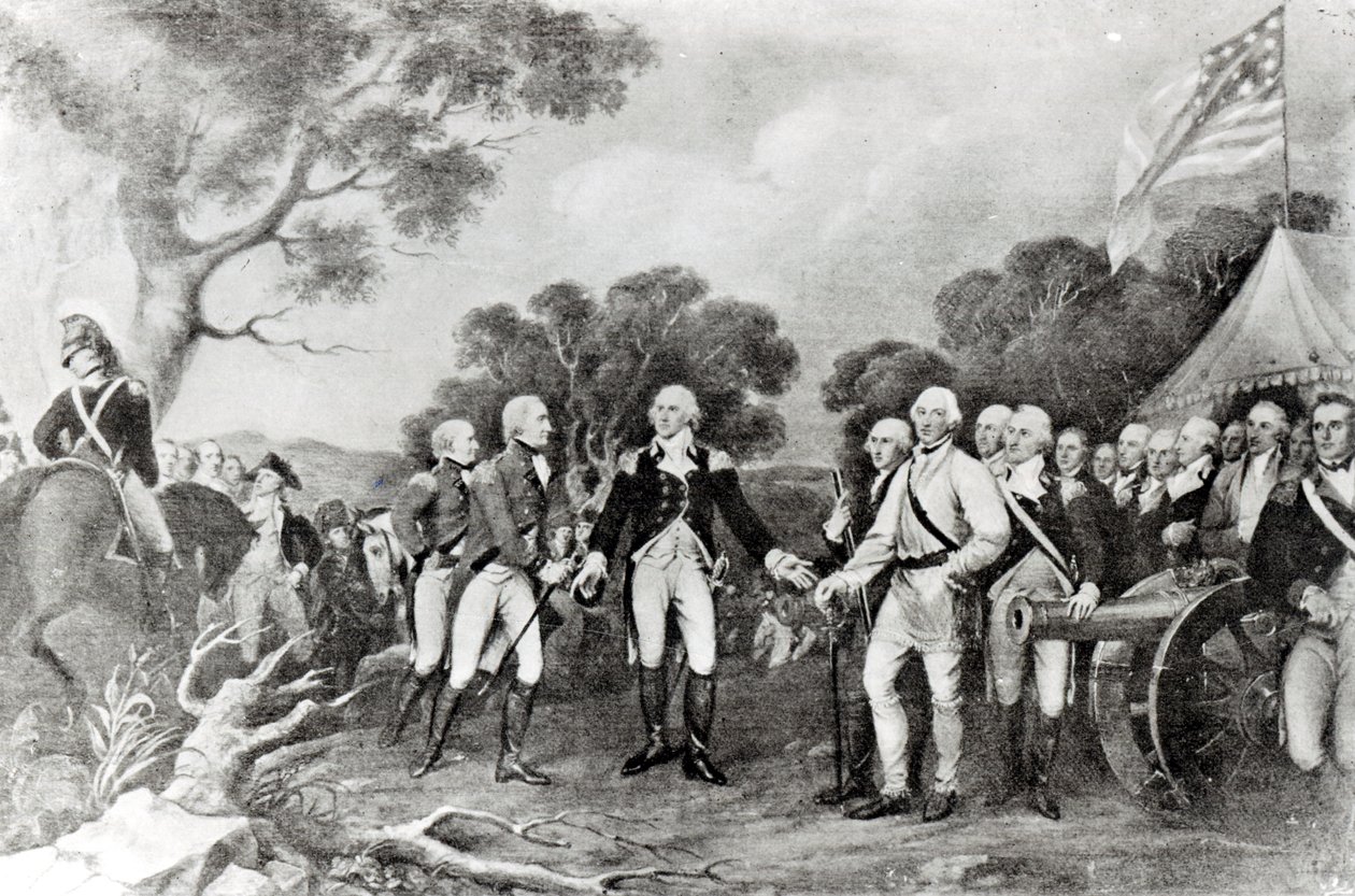 Die Kapitulation von General Burgoyne, Saratoga, New York, 17. Oktober 1777 von American School