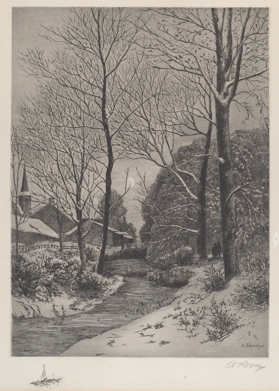 Mondscheinspaziergang im Winter von American 19th Century