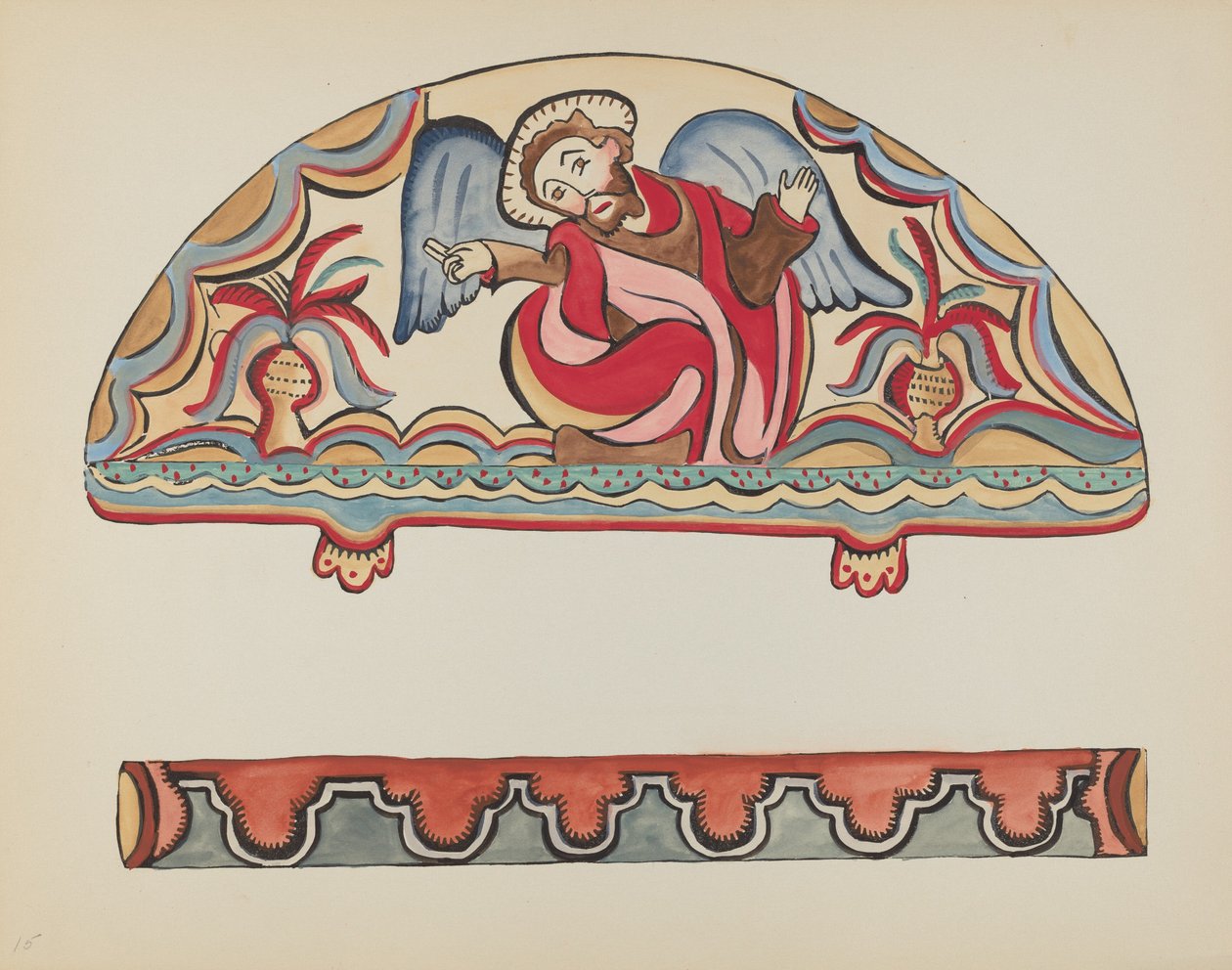 Tafel 15: Die Schöpfung (Lunette): Aus dem Portfolio "Spanische Kolonialdesigns von New Mexico" von American 20th Century