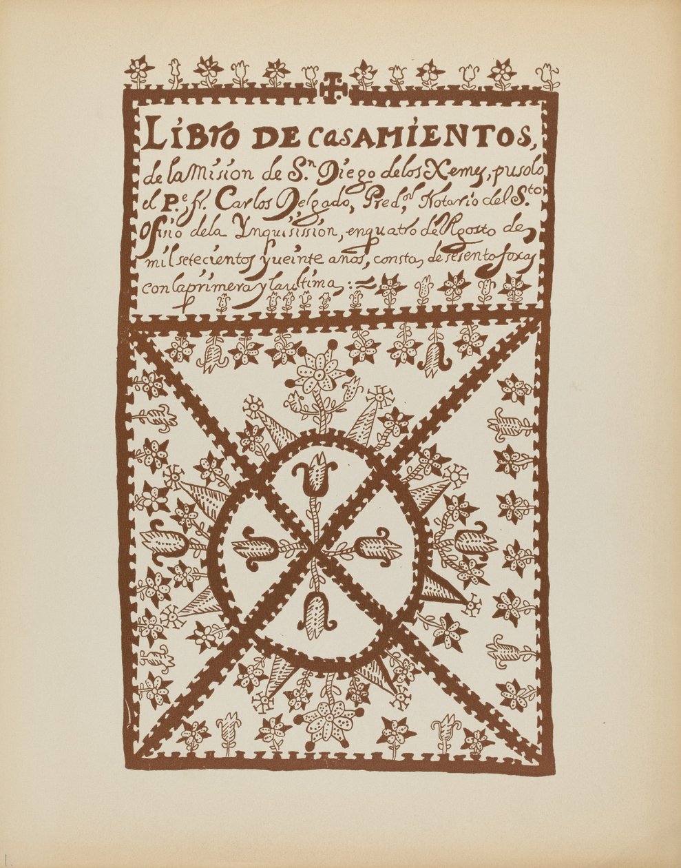 Tafel 1: Jemez Heiratsbuch: Aus dem Portfolio "Spanische Kolonialdesigns von New Mexico" von American 20th Century