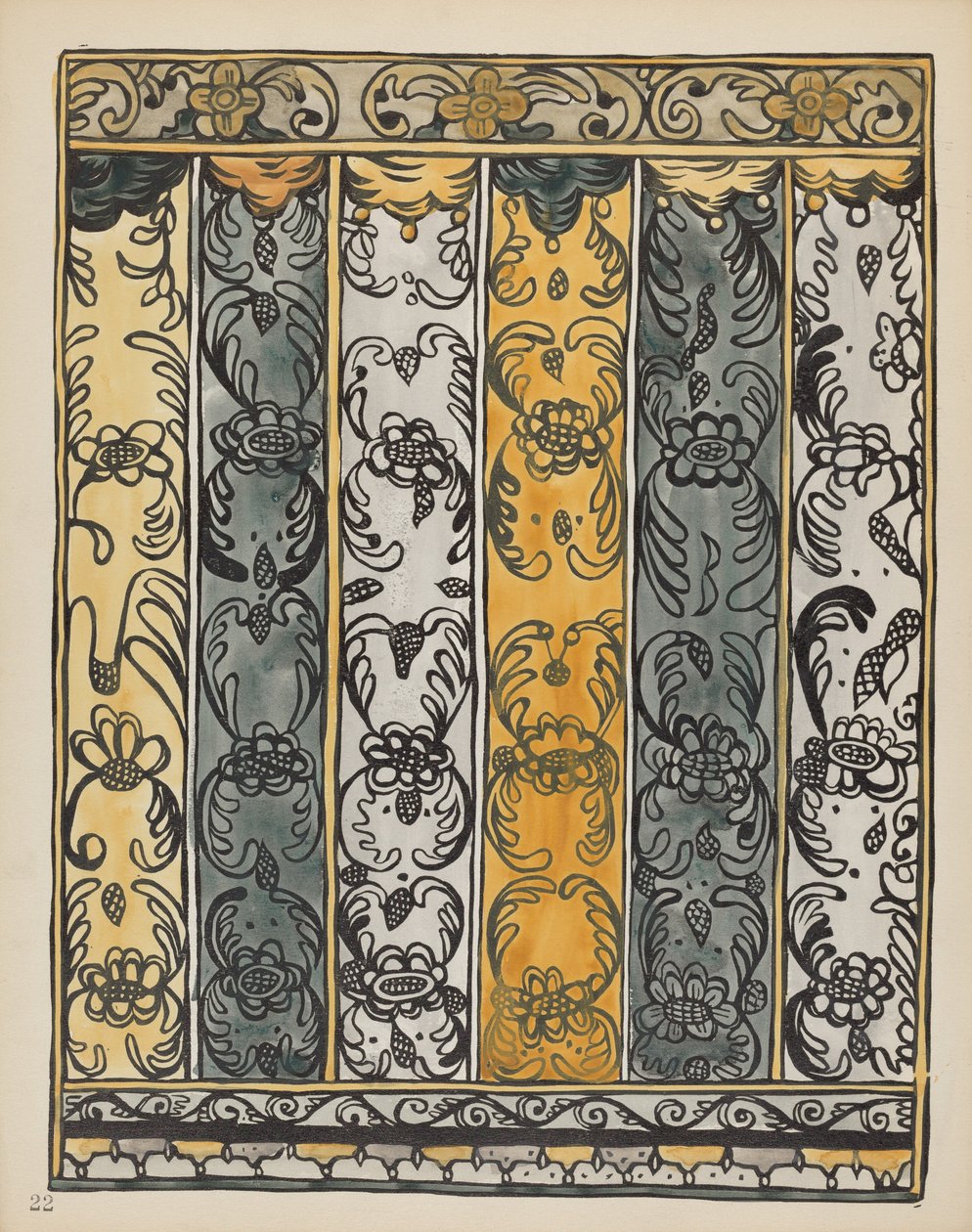 Tafel 22: Wanddekoration, Laguna: Aus dem Portfolio "Spanische Kolonialdesigns von New Mexico" von American 20th Century