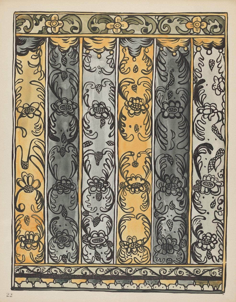 Tafel 22: Wanddekoration, Laguna: Aus dem Portfolio "Spanische Kolonialdesigns von New Mexico" von American 20th Century