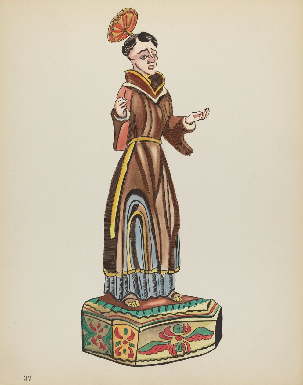 Tafel 37: Heiliger Antonius: Aus dem Portfolio "Spanische Kolonialdesigns von New Mexico" von American 20th Century