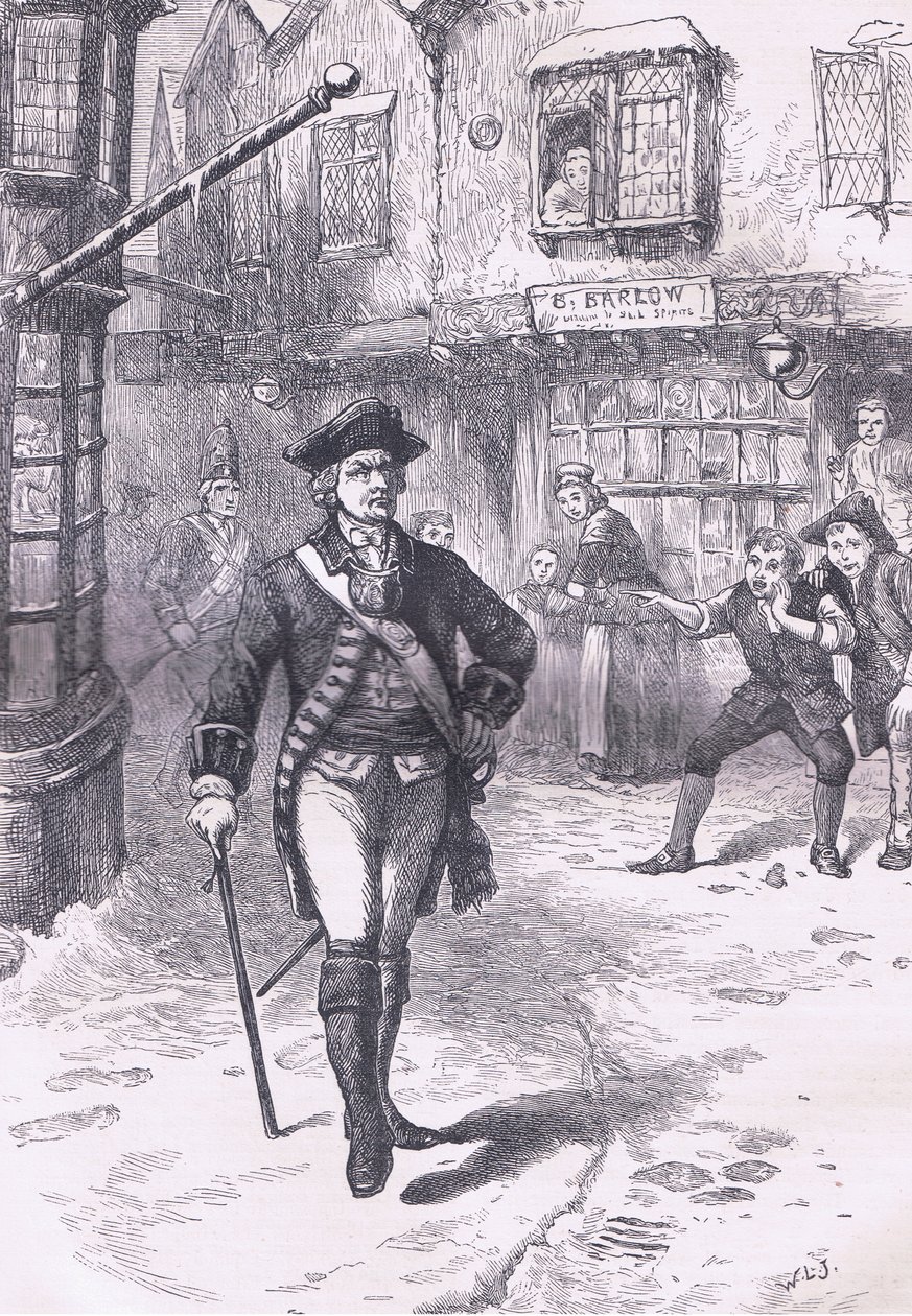 Der Offizier und der Barbierjunge, Illustration aus Cassells Geschichte der Vereinigten Staaten, veröffentlicht von Cassell, Petter & Galpin, ca. 1900 (Litho) von American English school