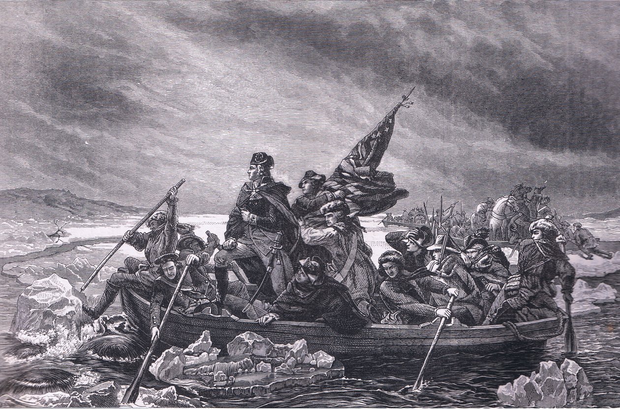 Washington überquert den Delaware, Illustration aus Cassells Geschichte der Vereinigten Staaten, veröffentlicht von Cassell, Petter & Galpin, ca. 1900 (Lithografie) von American English school