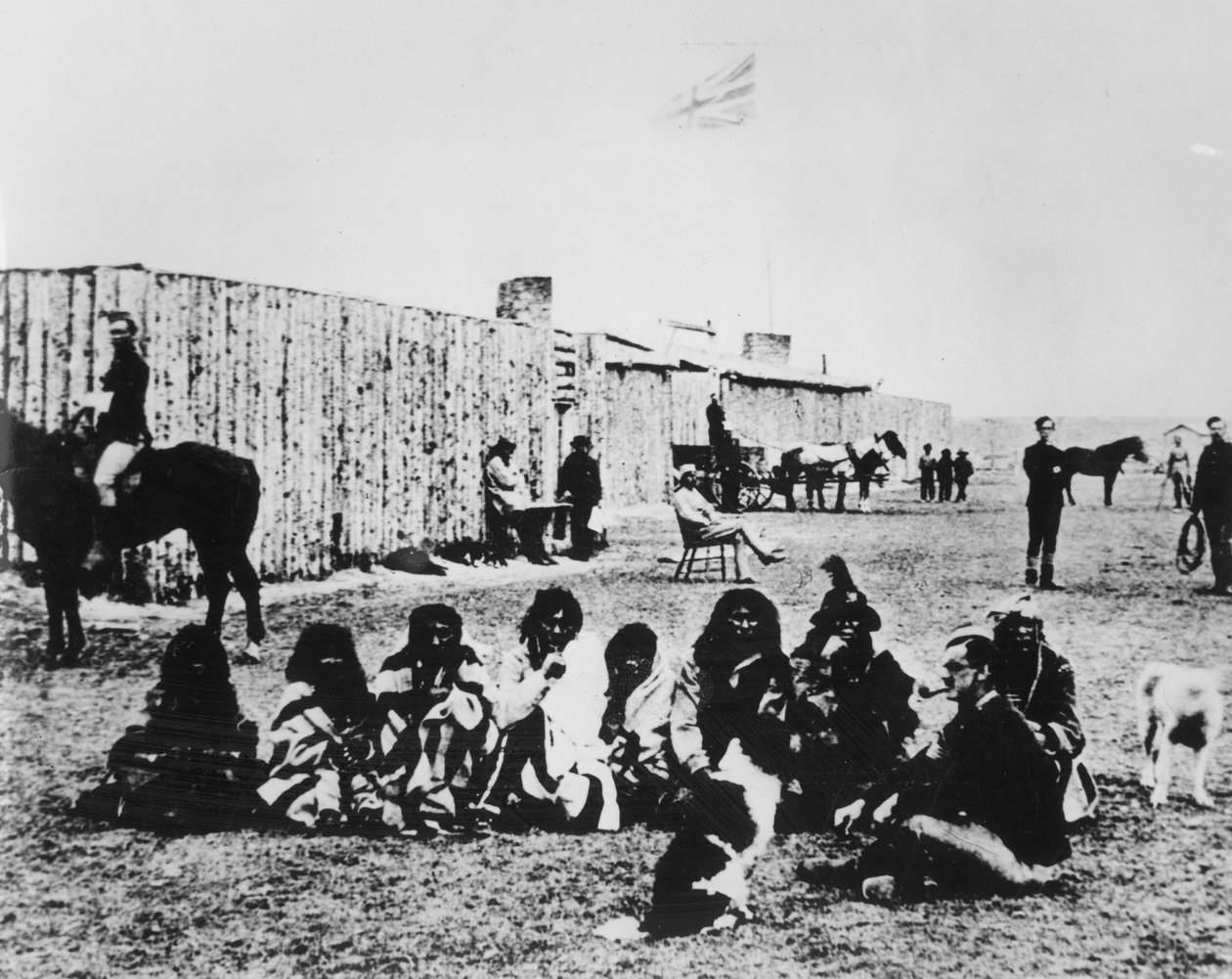 Nordwestliche berittene Polizei in Fort Calgary im Jahr 1876 von American Photographer