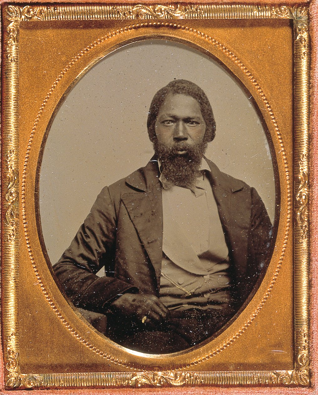 Stoischer Mann, ca. 1855 (handkolorierter Neuntelplatten-Ambrotyp) von American Photographer