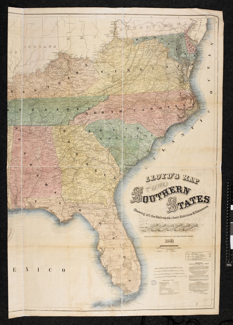Eine Karte der Südstaaten von Nordamerika von American School