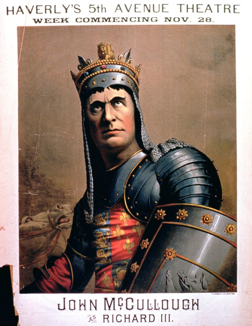 Werbung für John McCullough als Richard III im Haverlys 5th Avenue Theatre, New York von American School