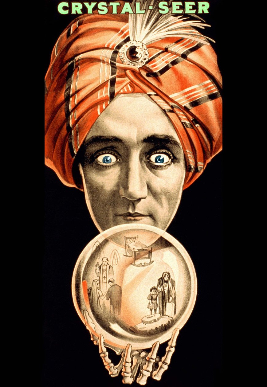 Amerikanisches Plakat für die Show Crystal Seer (die Kristallkugel liest) sp. frühes 20. Jahrhundert (Plakat) von American School