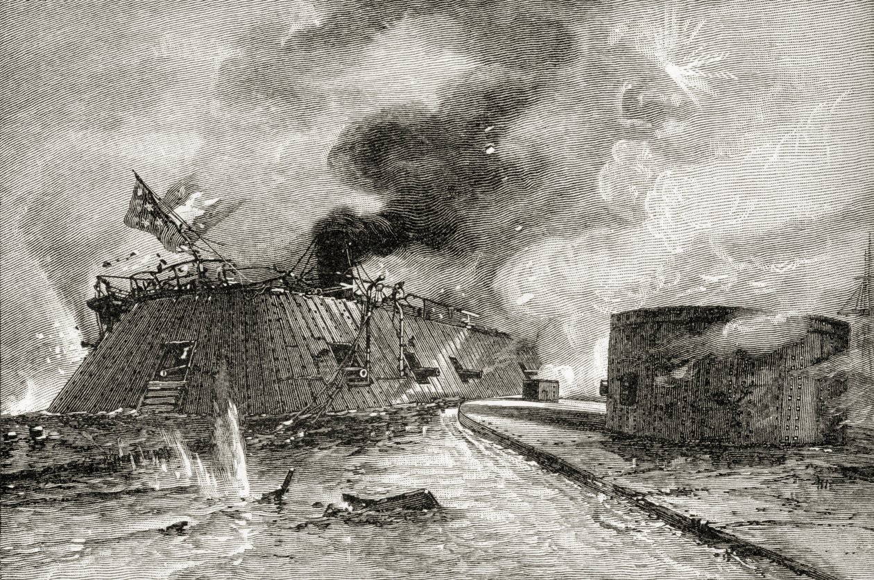 Schlacht zwischen der Monitor und Merrimac im Jahr 1862, aus 