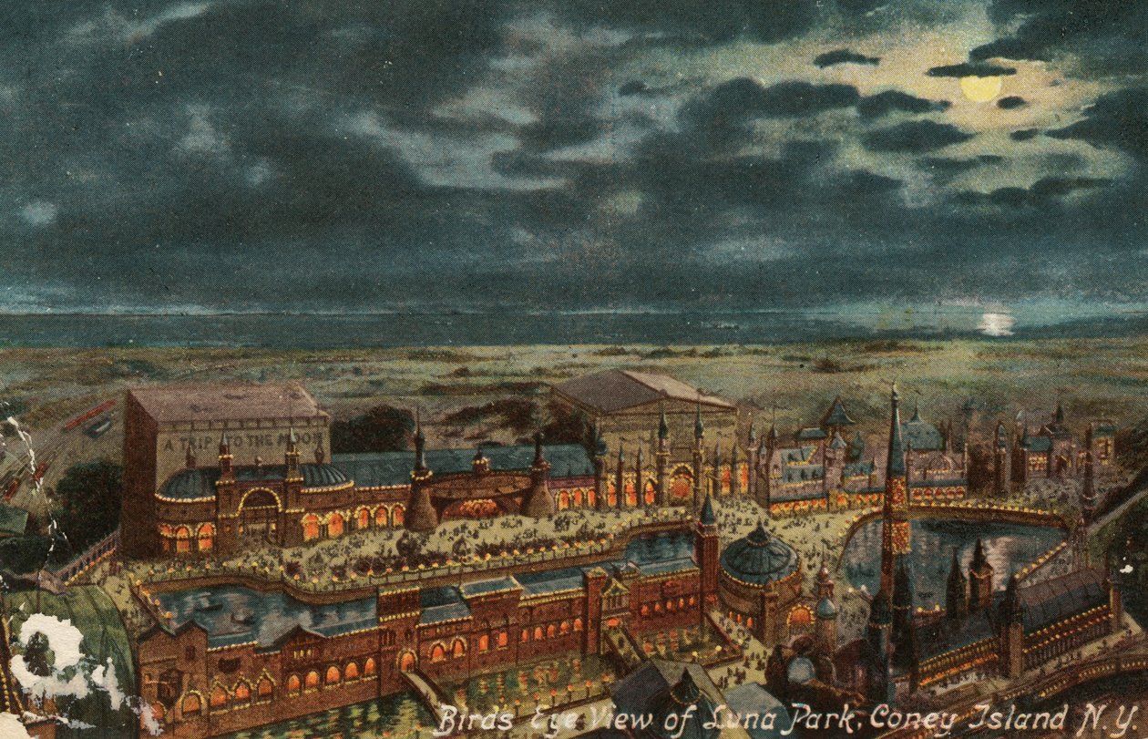 Vogelperspektive von Luna Park, Coney Island, New York, ca. 1900 von American School