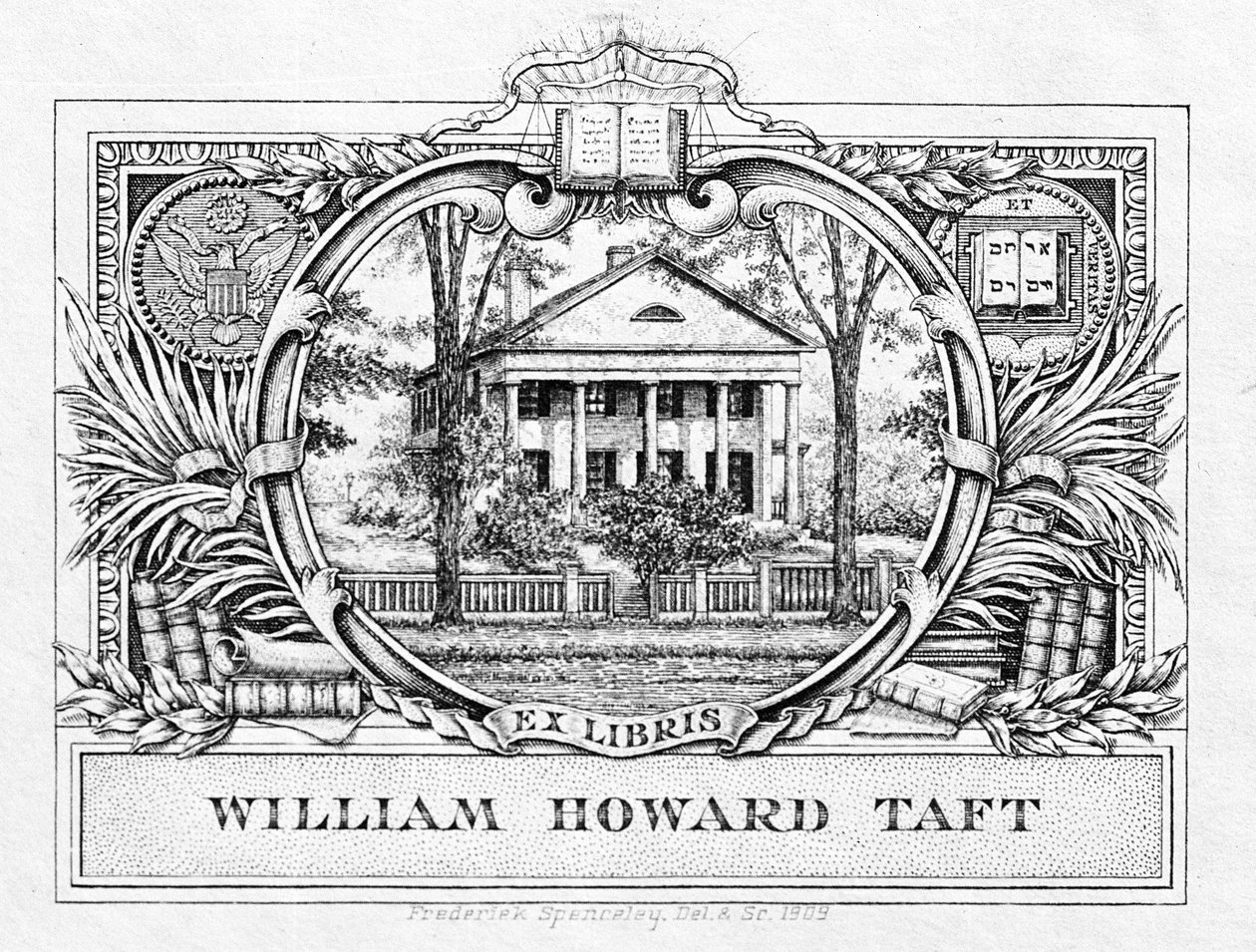 Exlibris von Präsident William H. Taft (1857-1930) 1909 von American School