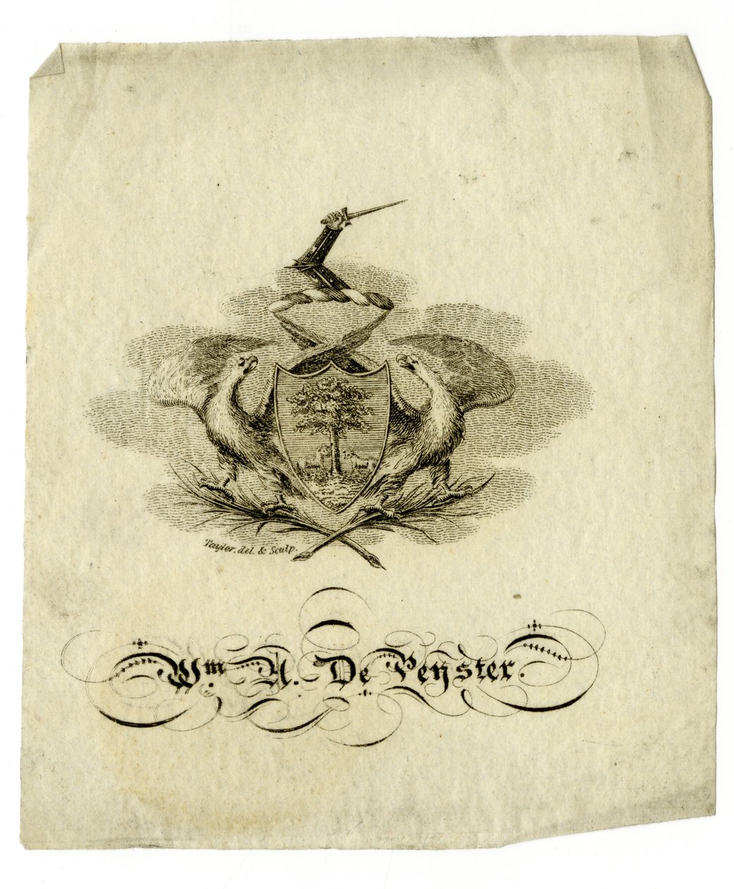 Exlibris von William Axtell De Peyster (1793-1856), ca. 1840 von American School