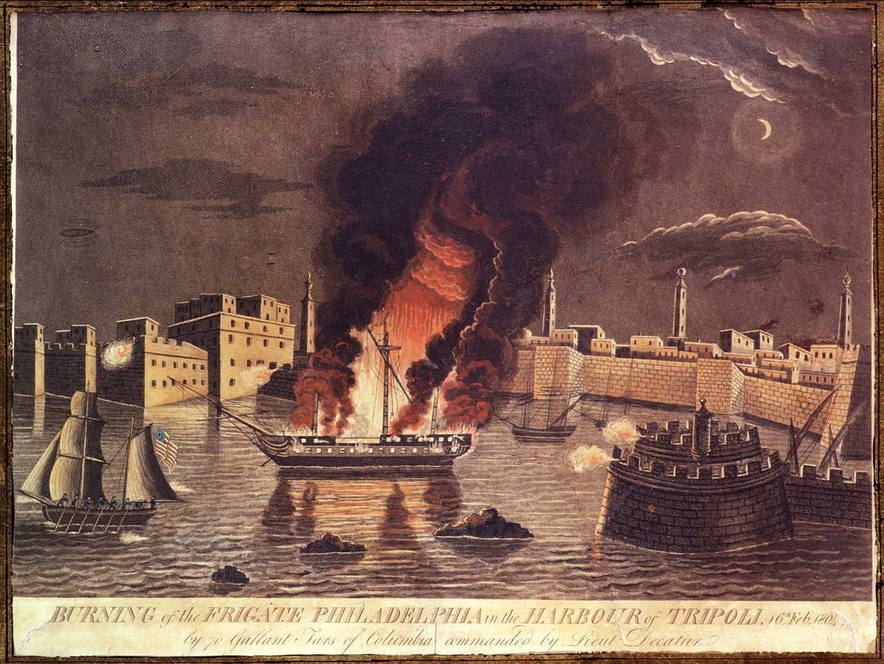 Verbrennung der Fregatte Philadelphia im Hafen von Tripolis am 16. Februar 1804 von American School