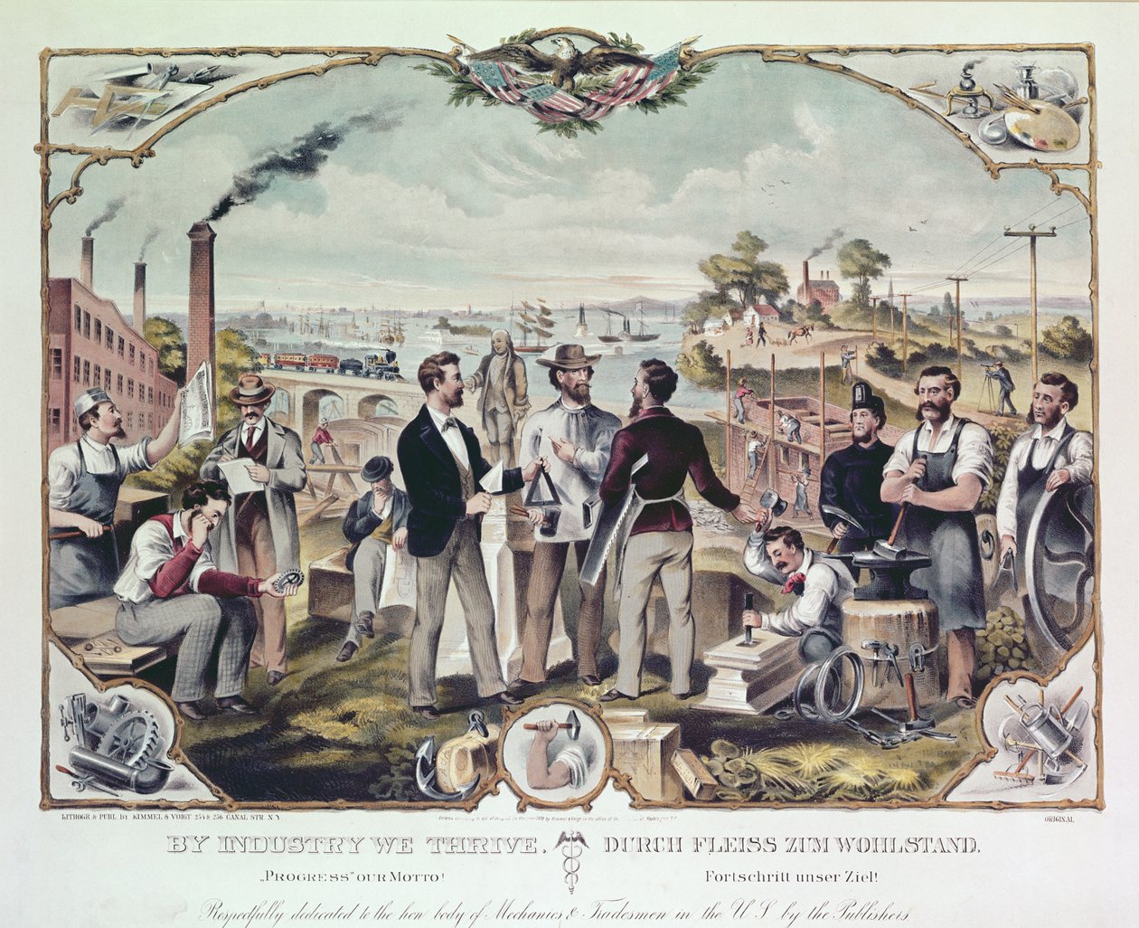 Durch Fleiß gedeihen wir, veröffentlicht von Kimmel und Voigt, 1873 von American School
