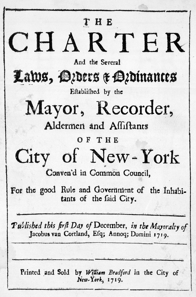 Charta der Stadt New York, 1719 von American School