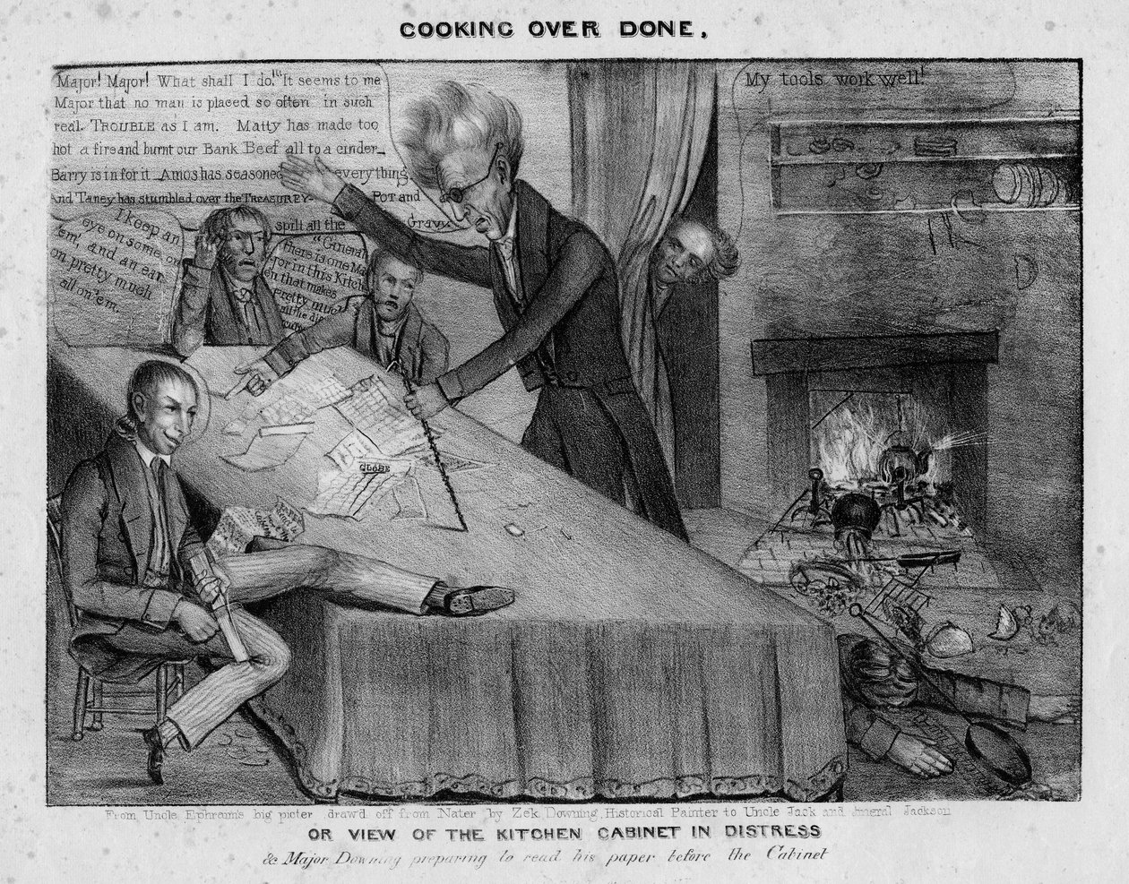 Überkochtes Essen, oder, Blick auf das Küchenkabinett in Not, ca. 1833 von American School