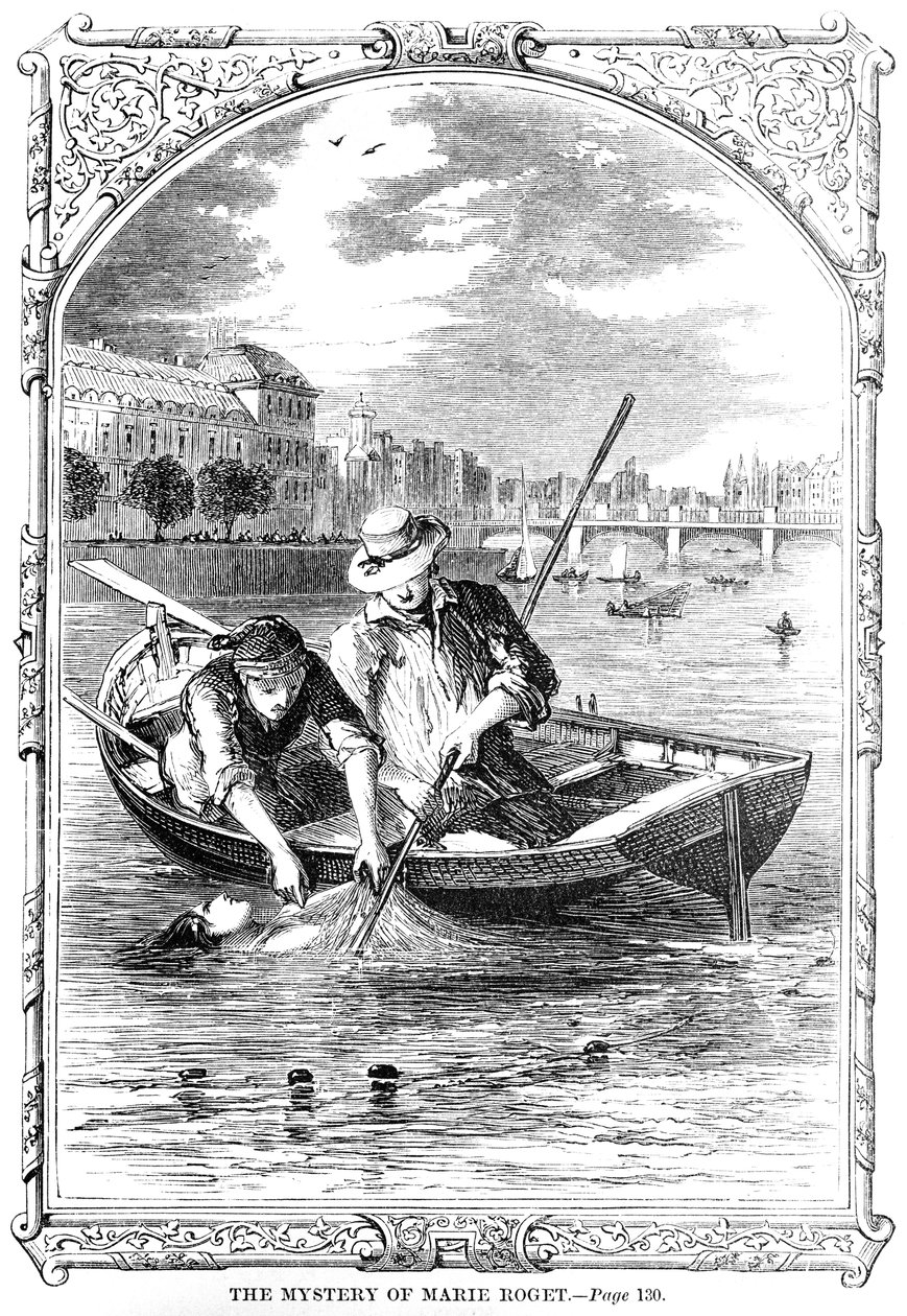 Frontispiz zu Das Geheimnis von Marie Roget von Edgar Allen Poe (1809-49) 1852 von American School