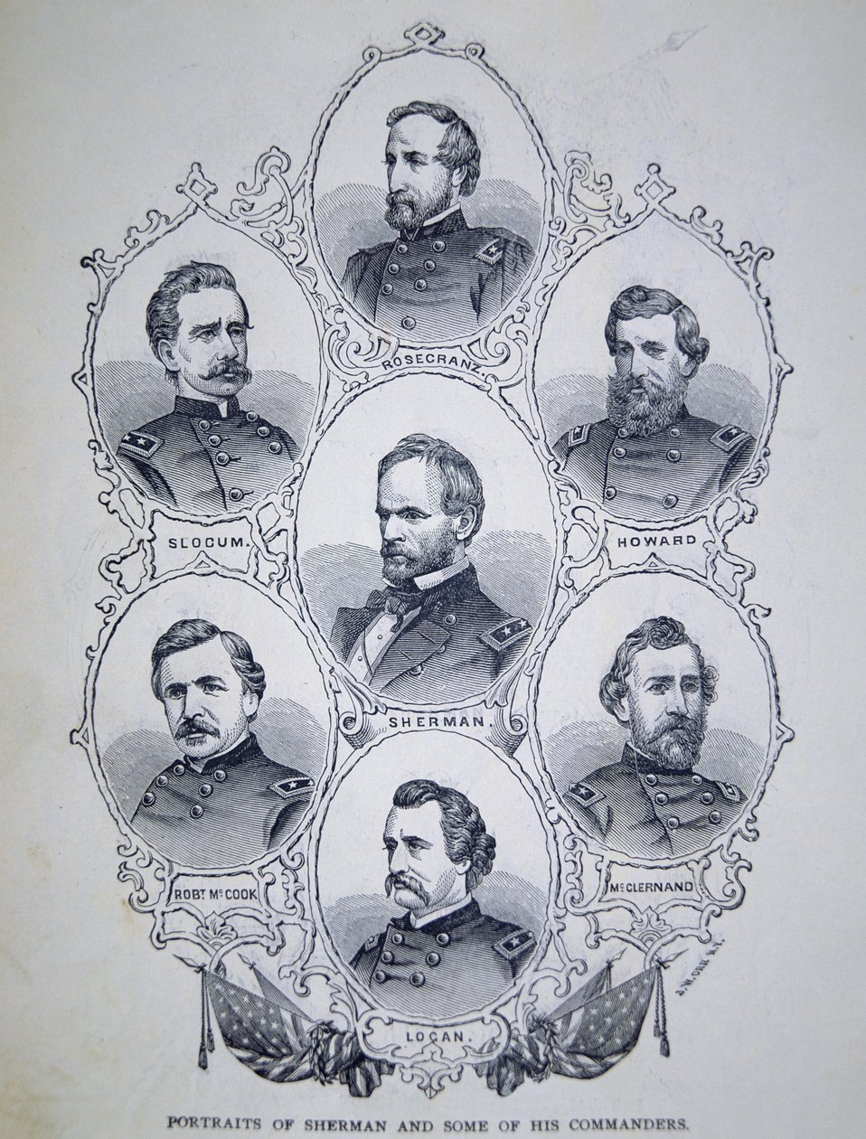 General William Tecumseh Sherman (1820-91) und einige seiner Kommandeure der Unionsarmee von American School