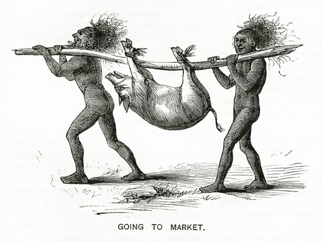 Auf dem Weg zum Markt, Illustration aus Appletons Journal, 4. Mai 1872 von American School
