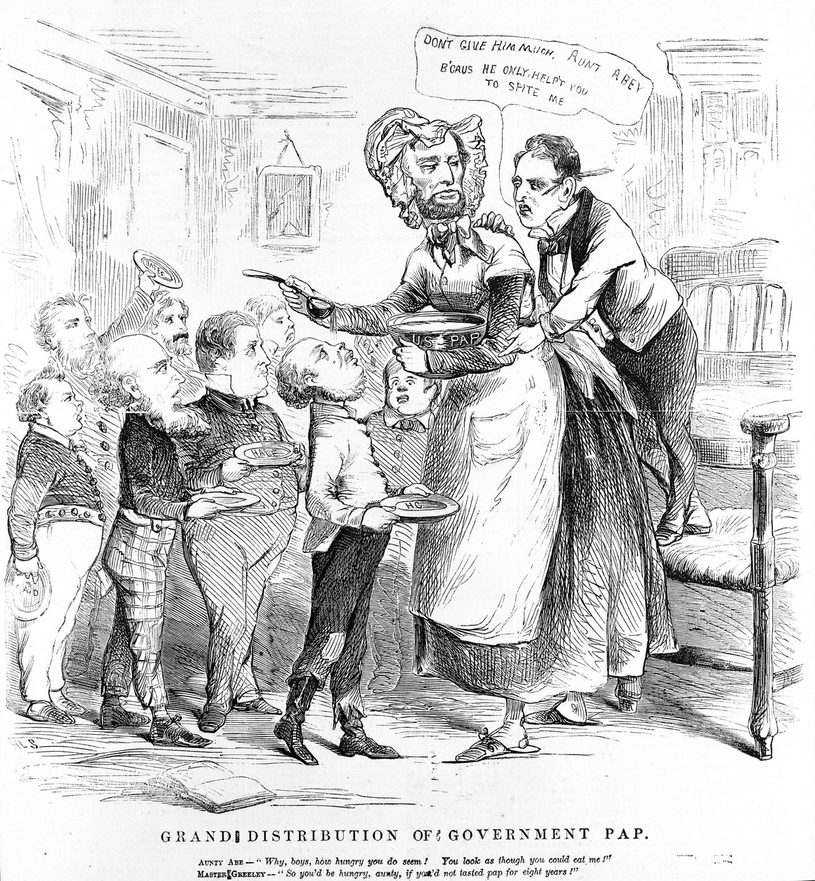 Große Verteilung von Regierungspapieren, aus den Humors of War von American School