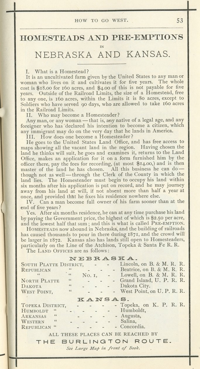 Heimstätten und Vorkaufsrechte, 1872 von American School
