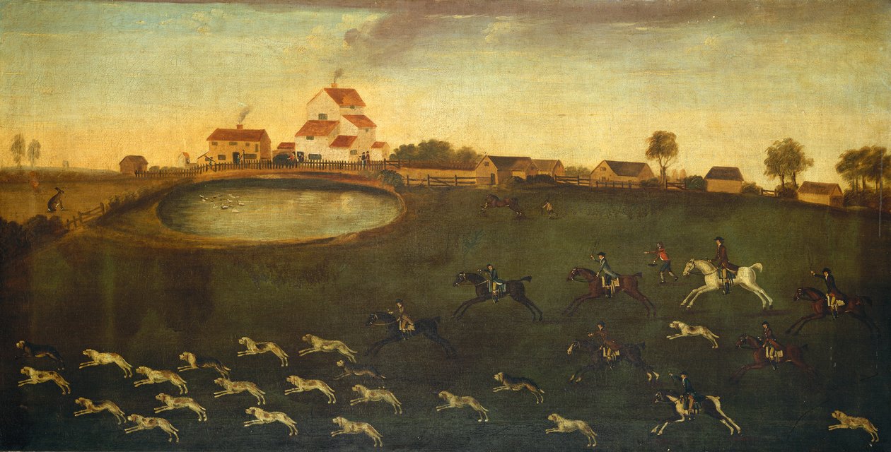 Jagdszene mit einem Teich, 18. Jahrhundert von American School