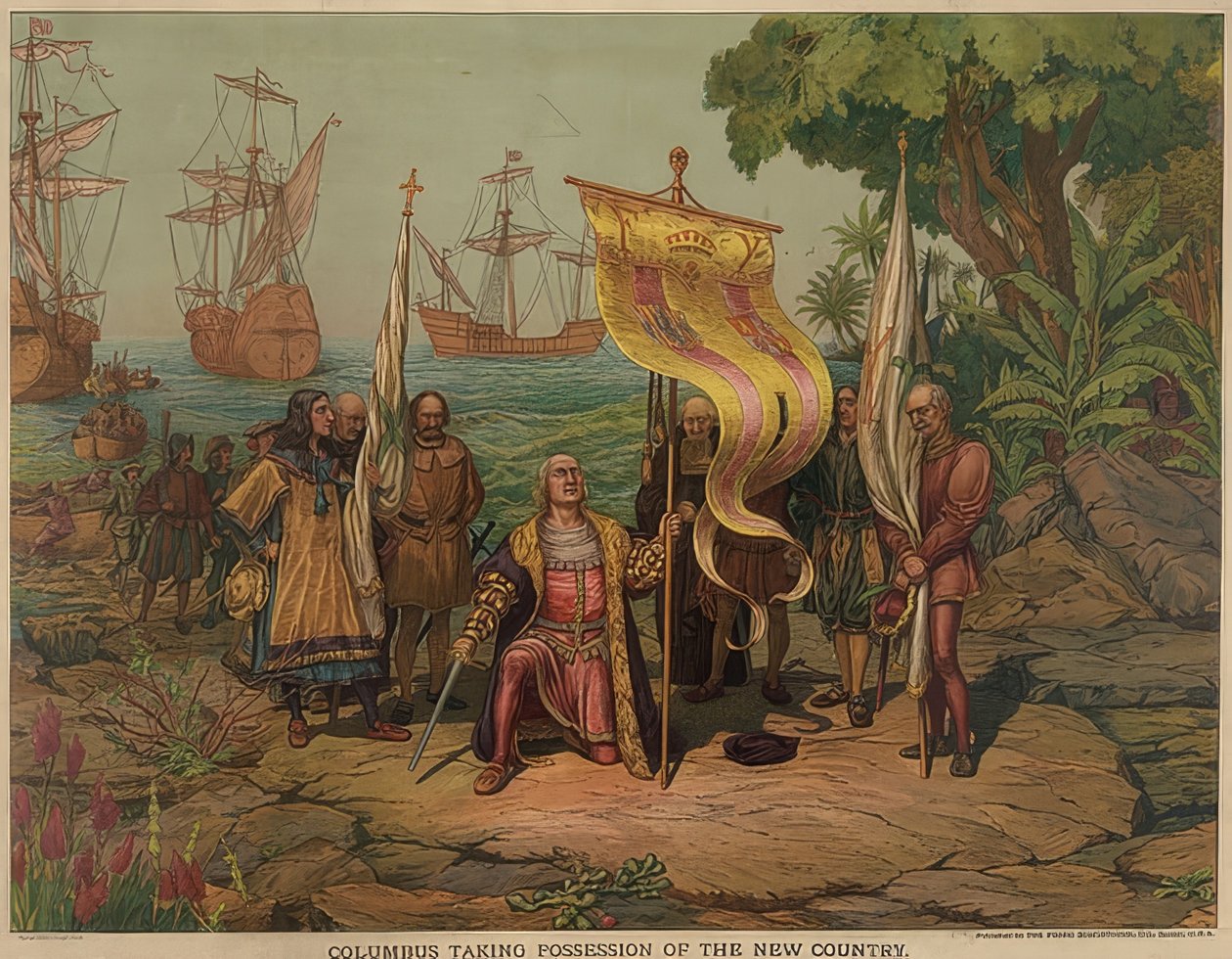 Kolumbus landet am 12. Oktober 1492 auf der Insel San Salvador von American School