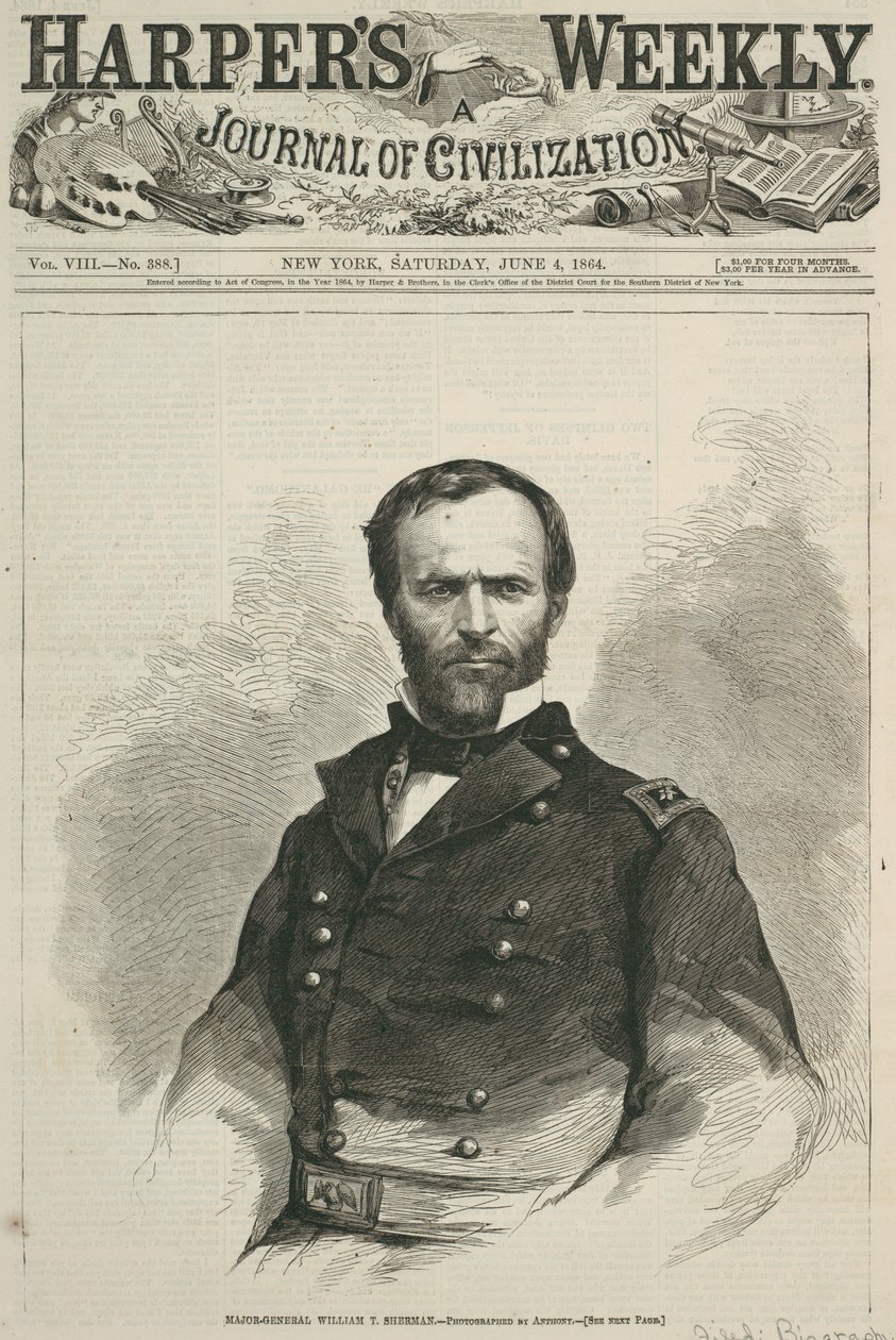 Generalmajor William T. Sherman, Titelseite von Harper