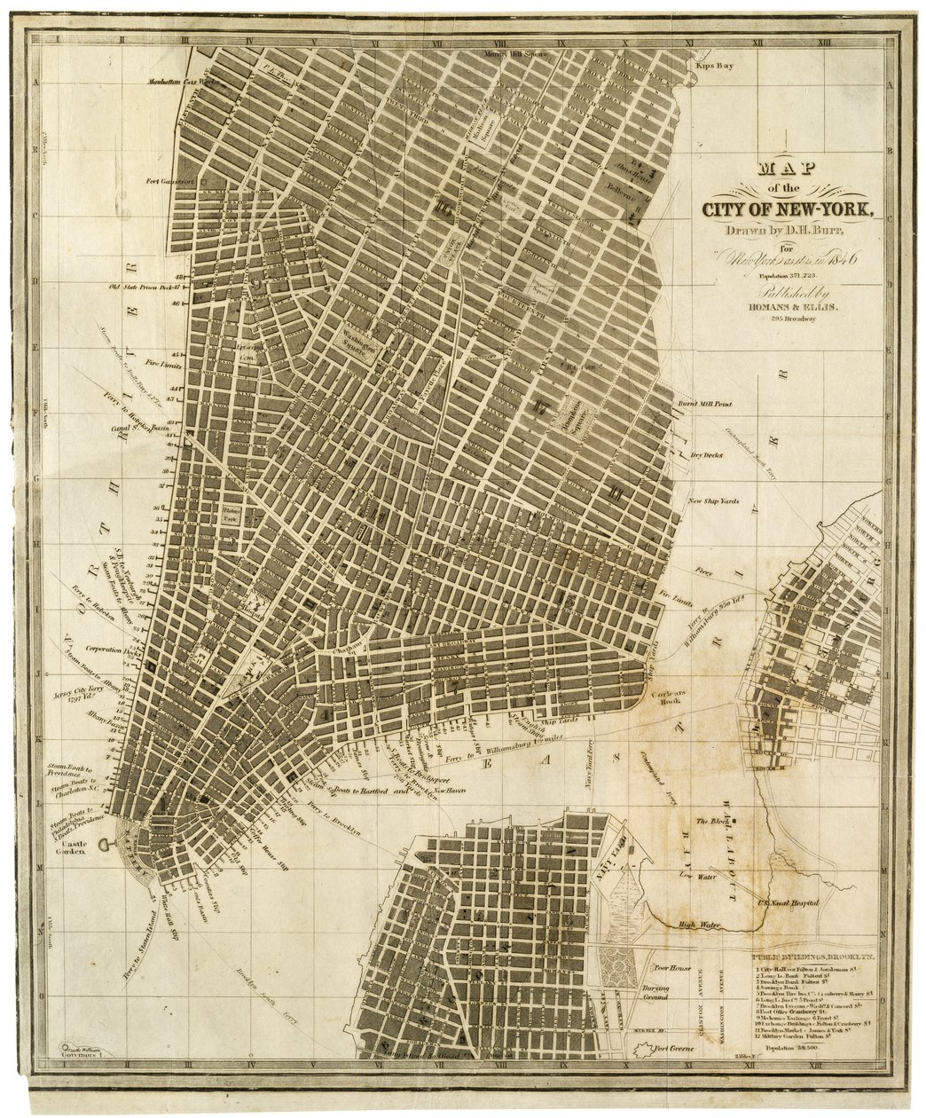 Karte der Stadt New York [in Manhattan, bis zur 36. Straße] von American School