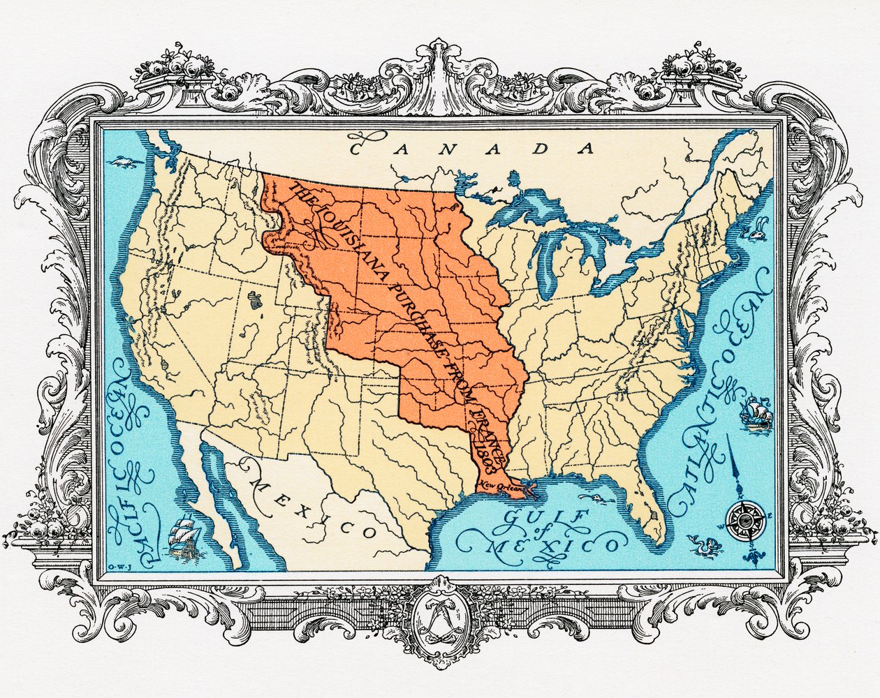 Karte des Louisiana-Kaufs von American School