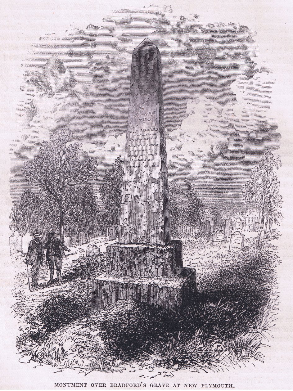 Denkmal über Bradfords Grab in New Plymouth 1641, Illustration aus Cassell