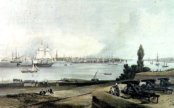 New York vom Nordwestwinkel von Fort Columbus von American School