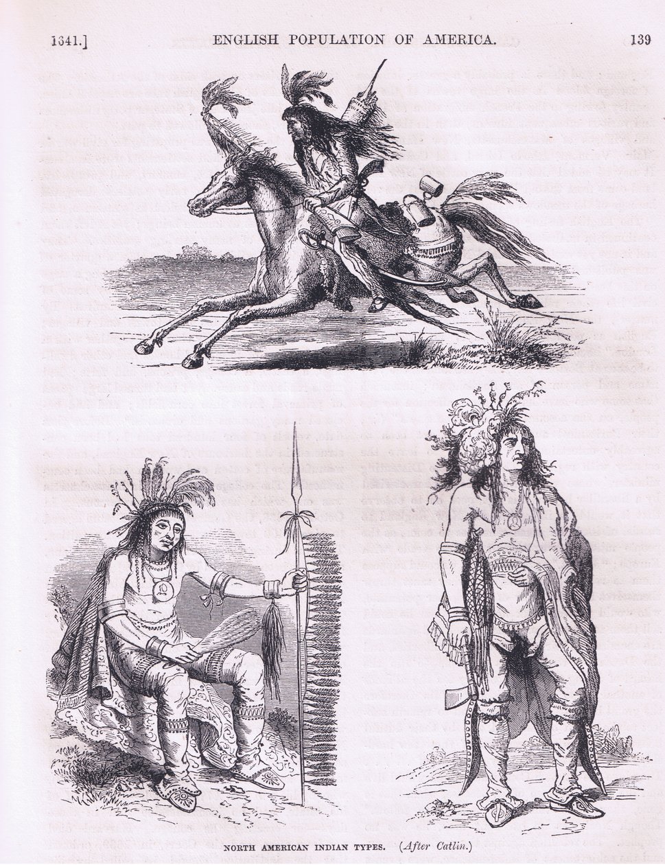 Nordamerikanische Indianertypen (1640er Jahre), Illustration aus Cassells Geschichte der Vereinigten Staaten, veröffentlicht von Petter & Galpin ca. 1890 von American School