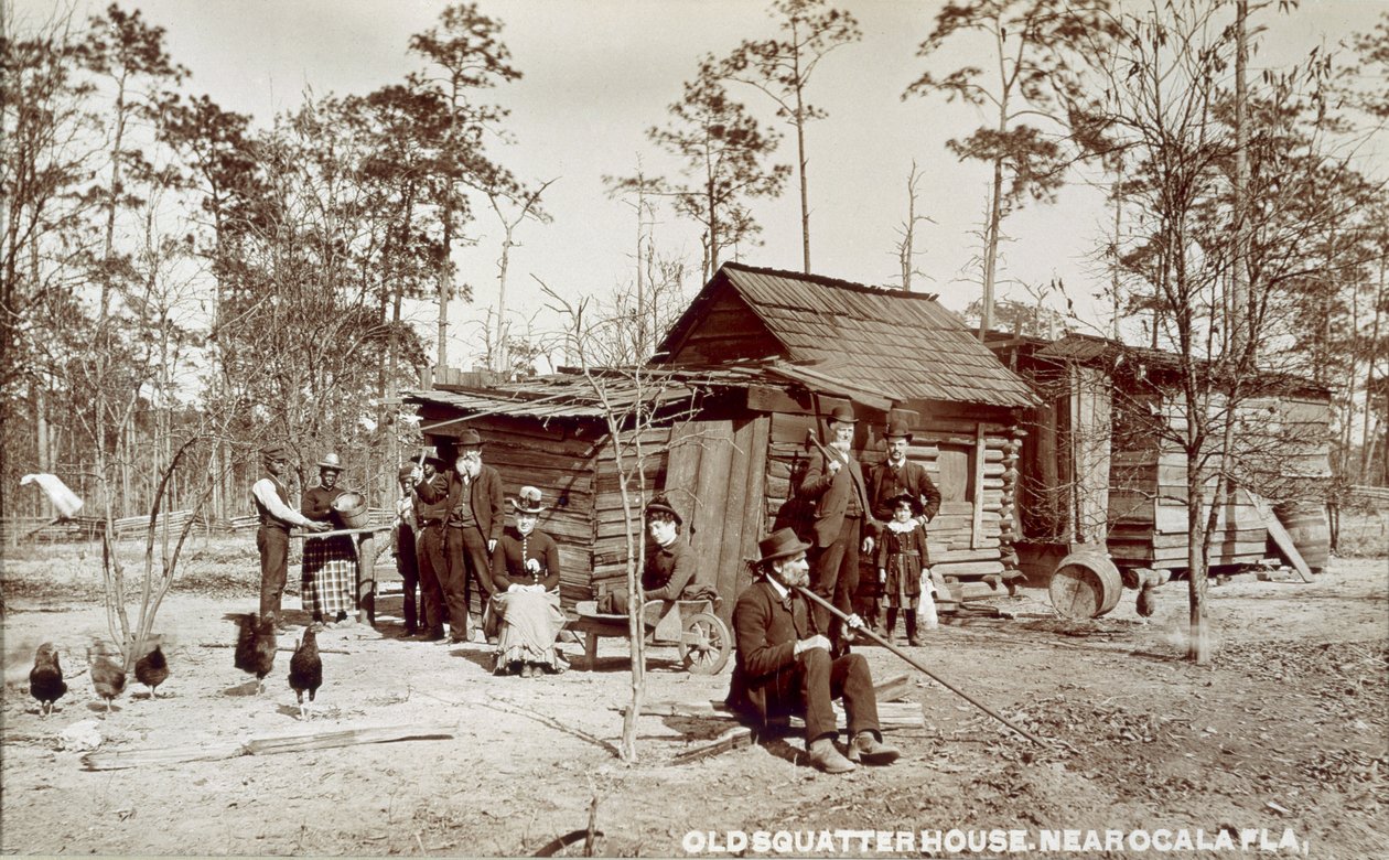 Altes Squatter-Haus in der Nähe von Ocala, Florida, um 1880 von American School