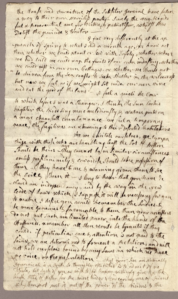 Seite 2, Brief von Abigail Adams an John Adams, 31. März - 5. April 1776 von American School