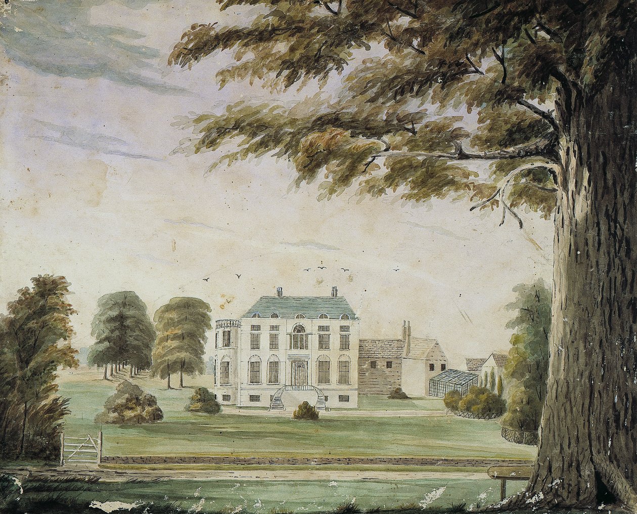 Park House, England: Heim von Richard Flower, Vater von George Flower (Aquarell auf Papier auf Karton montiert) von American School