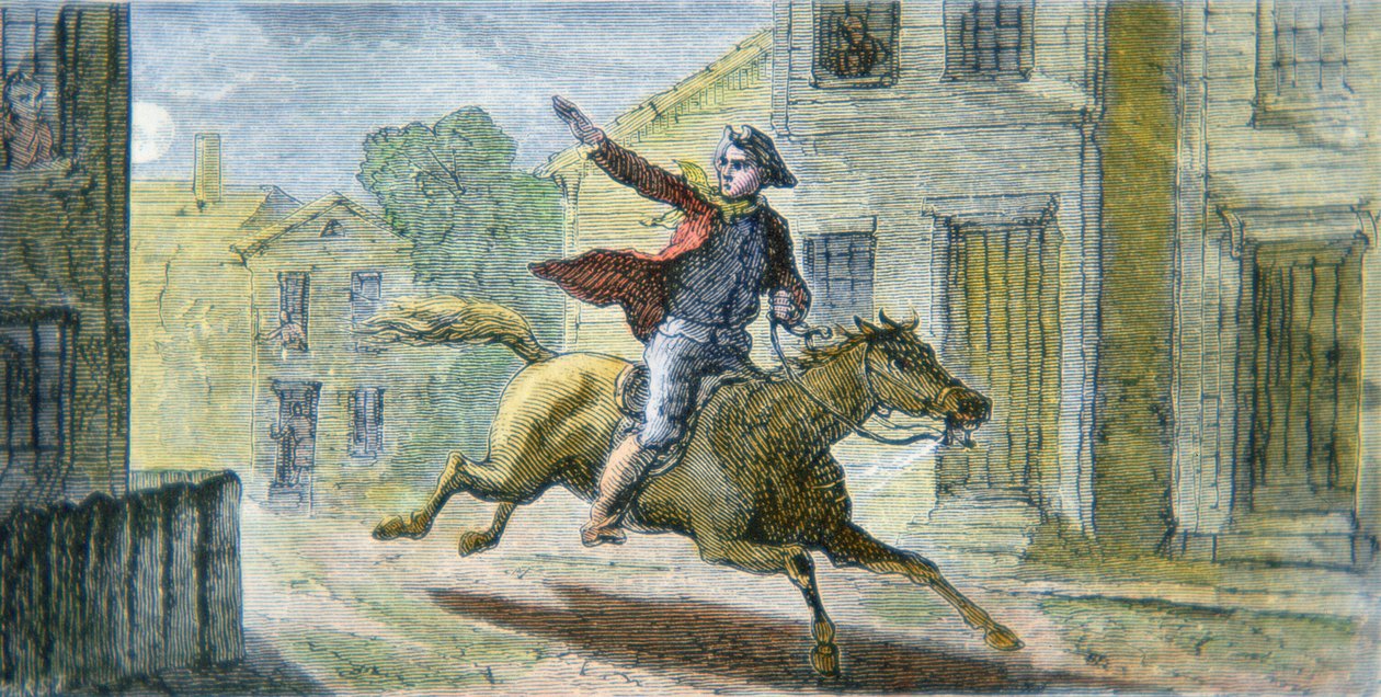 Paul Reveres berühmter Ritt in der Nacht des 18. April 1775 von American School