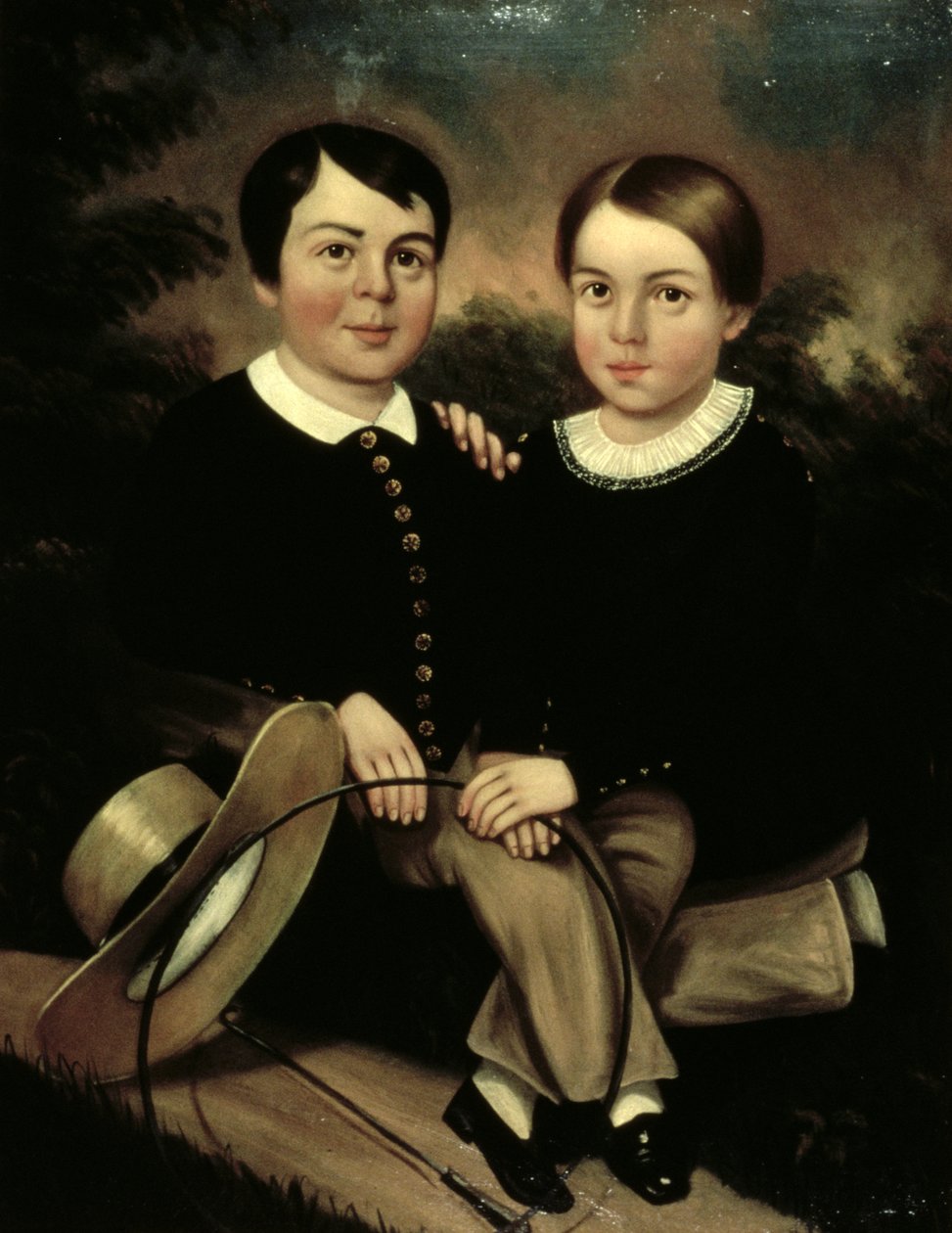 Porträt von zwei Kindern von American School
