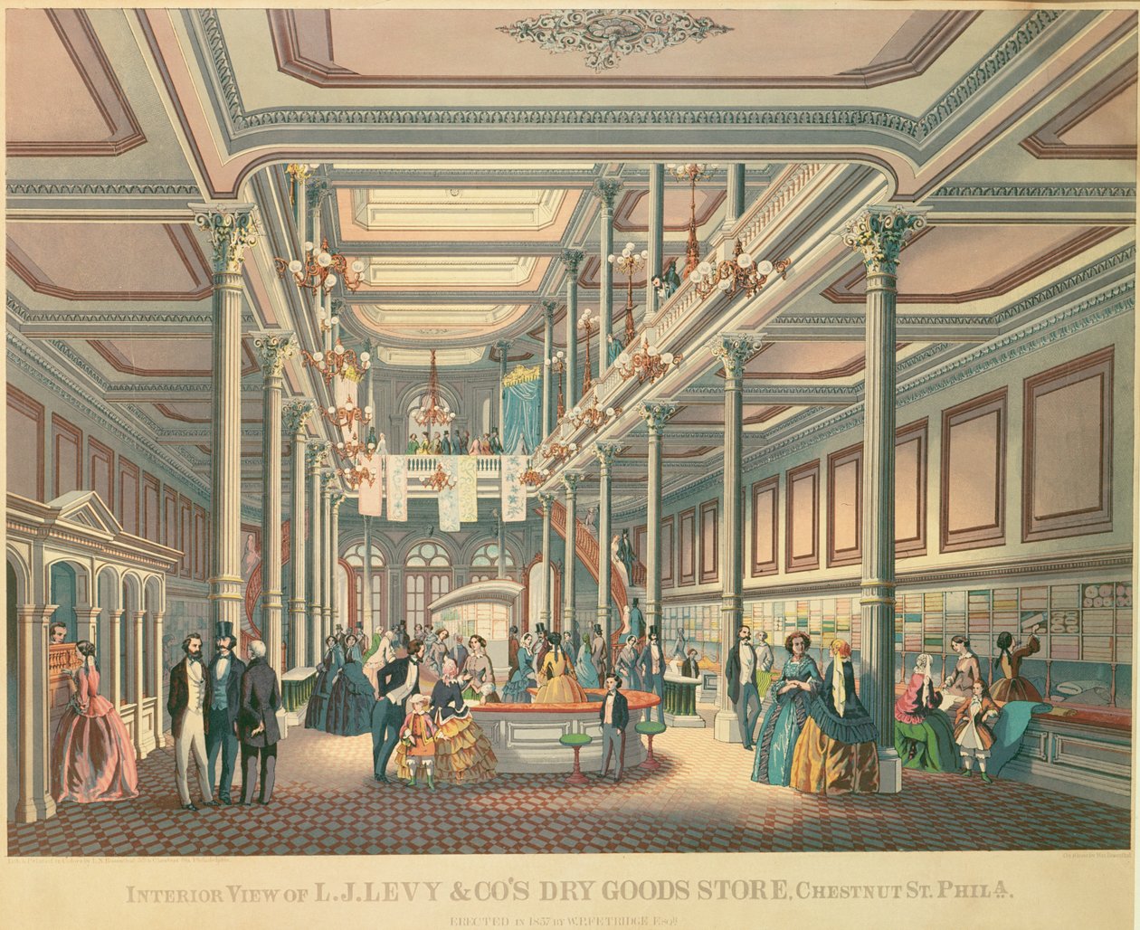 Plakatwerbung für Levys Dry Goods Store, Philadelphia, veröffentlicht von L.N. Rosenthal, 1857 von American School