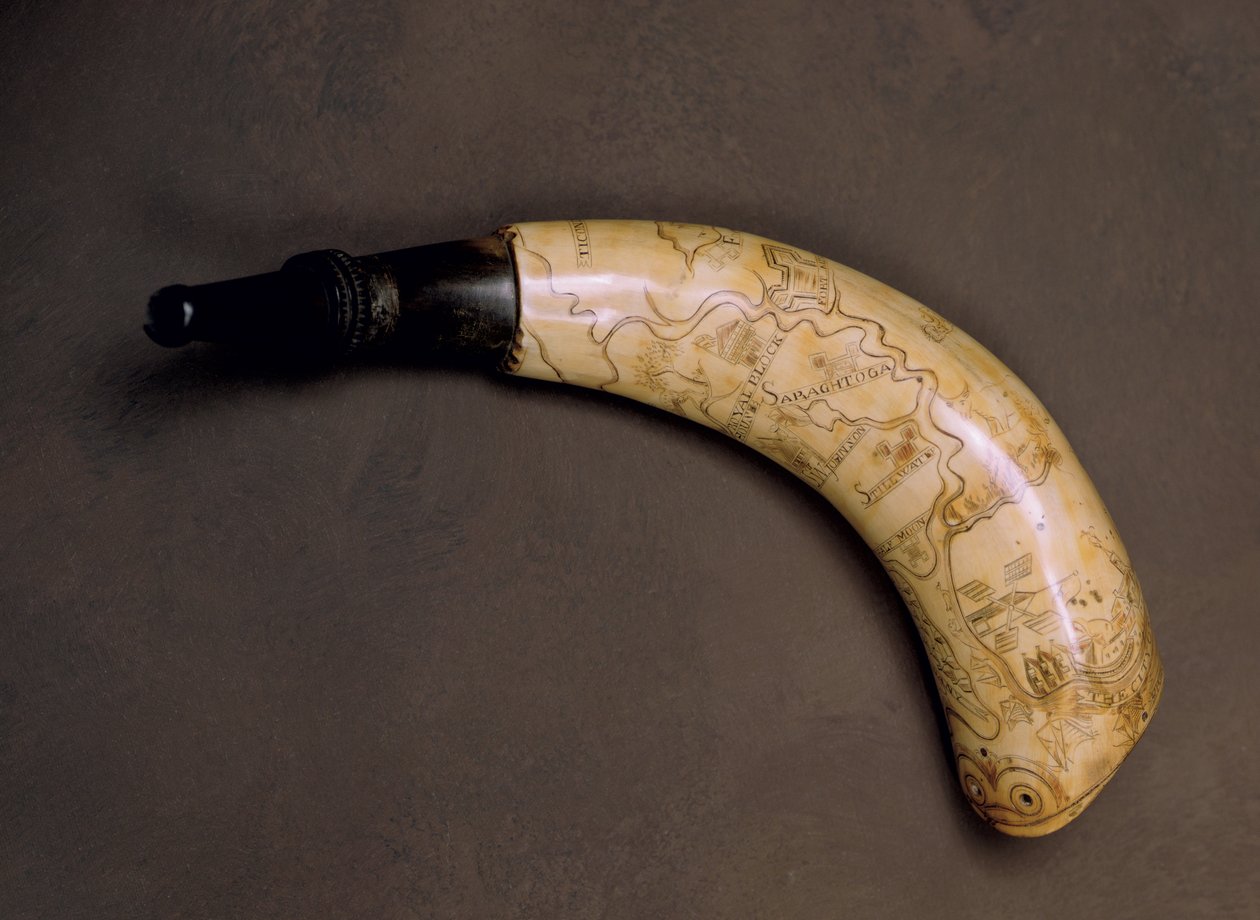 Pulverhorn aus dem Franzosen- und Indianerkrieg von American School