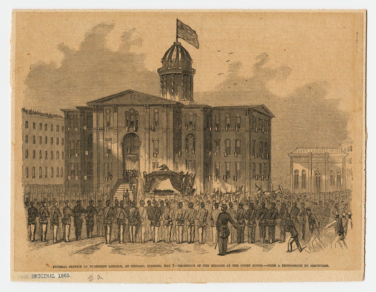Empfang im Gerichtsgebäude während Abraham Lincolns Beerdigung, Chicago, Illinois von American School
