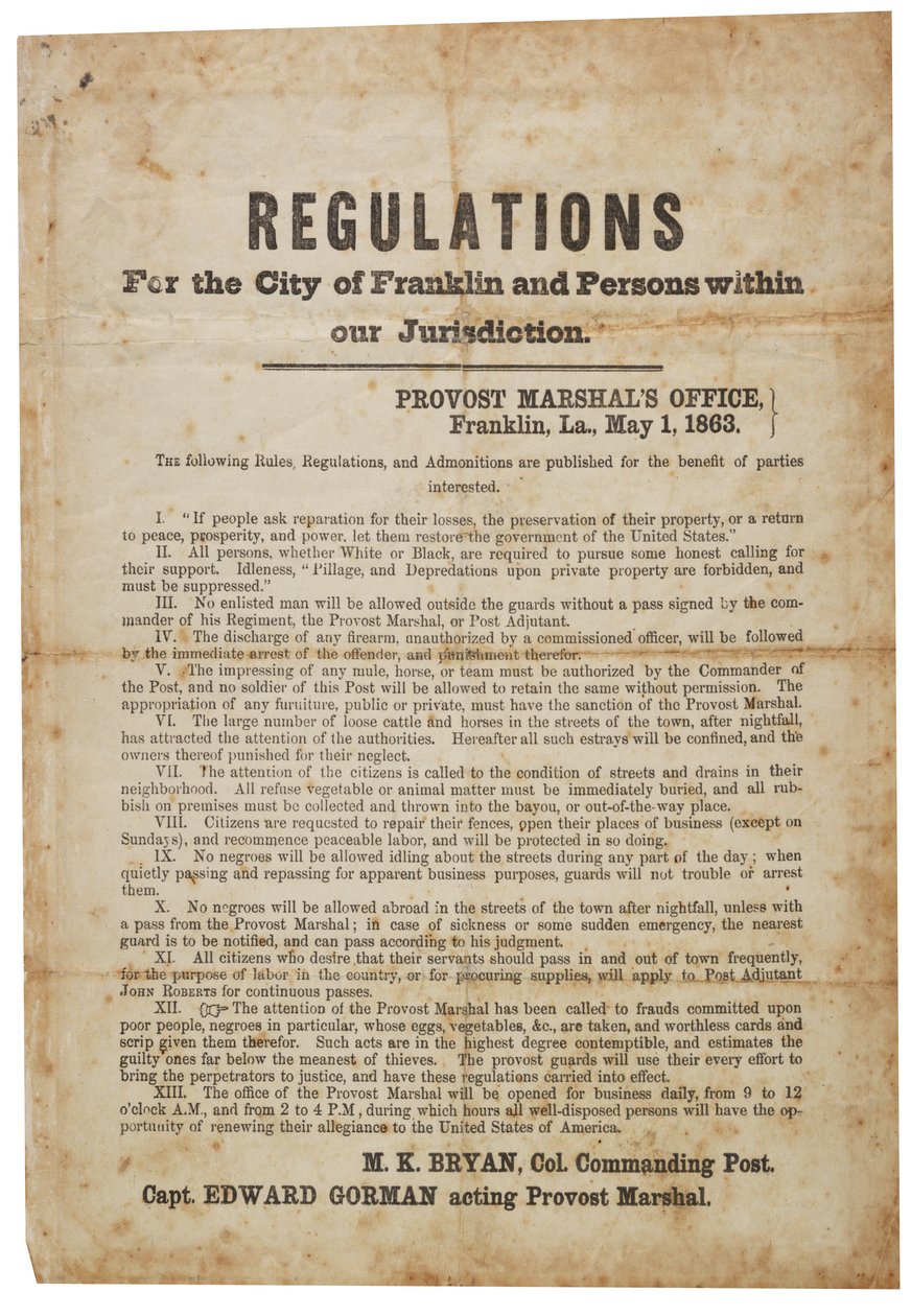 Vorschriften für die Stadt Franklin, 1. Mai 1863 von American School