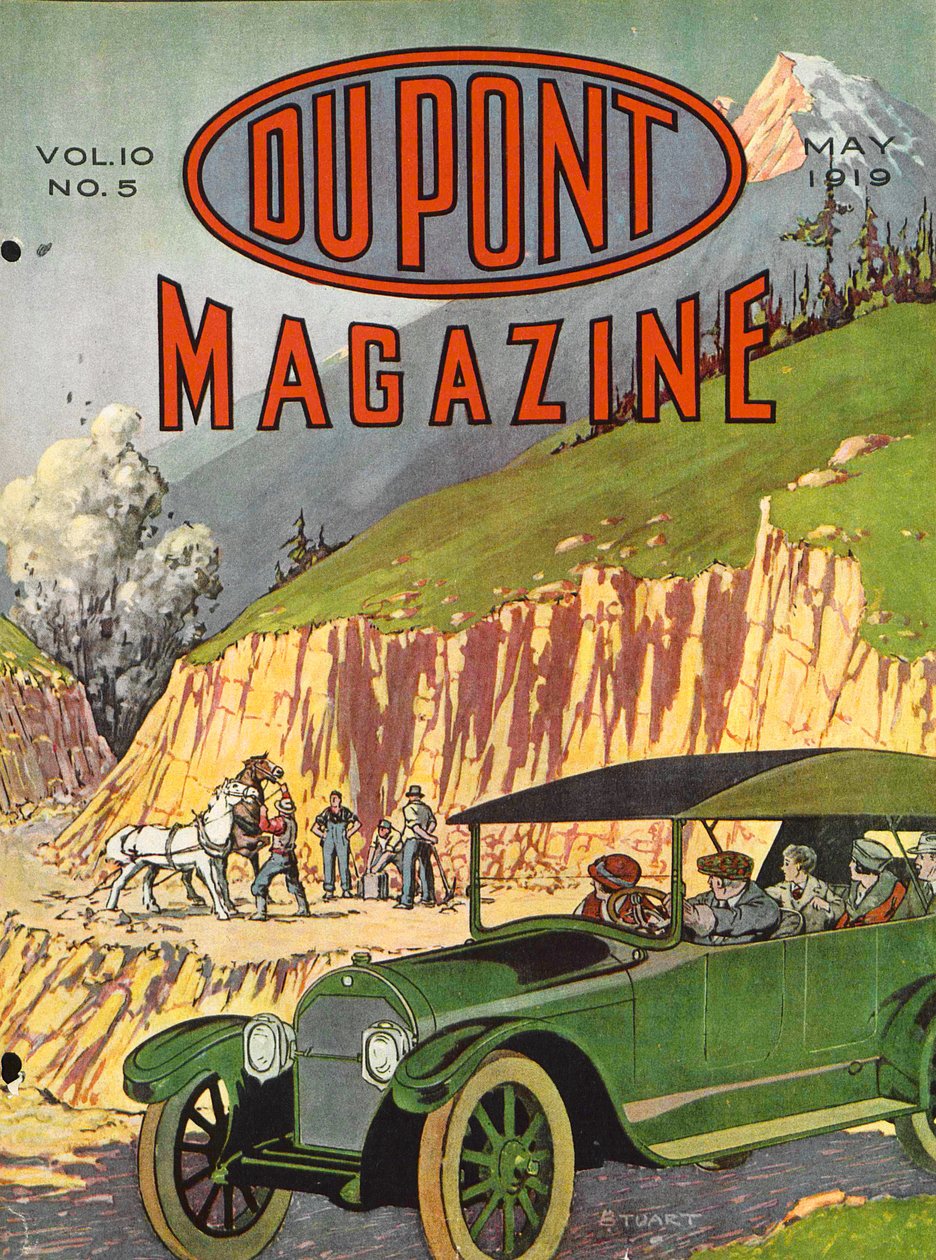 Straßenbau, Titelseite des DuPont Magazins, Mai 1919 von American School